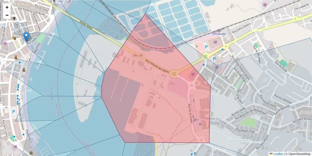 Mapa detalhado do código postal 8400-656 com limites, códigos postais vizinhos e agências dos correios
