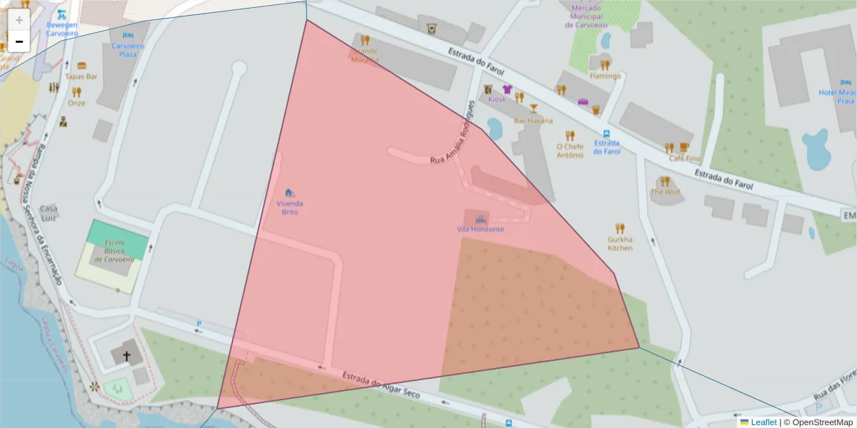 Mapa detalhado do código postal 8401-908 com limites, códigos postais vizinhos e agências dos correios