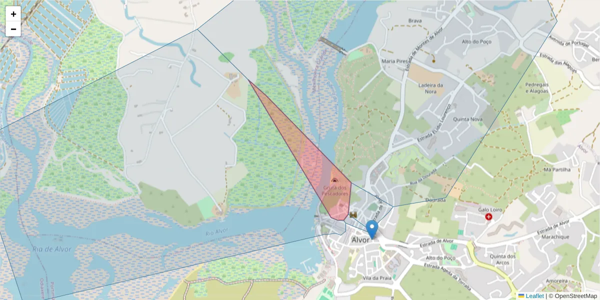 Mapa detalhado do código postal 8500-007 com limites, códigos postais vizinhos e agências dos correios