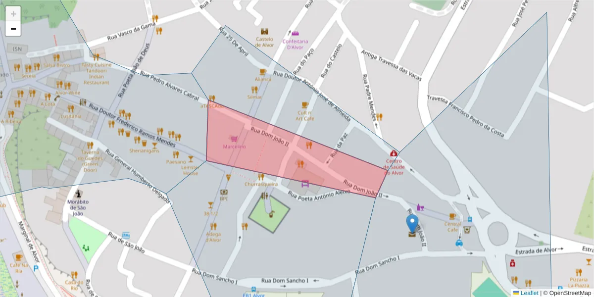 Mapa detalhado do código postal 8500-013 com limites, códigos postais vizinhos e agências dos correios