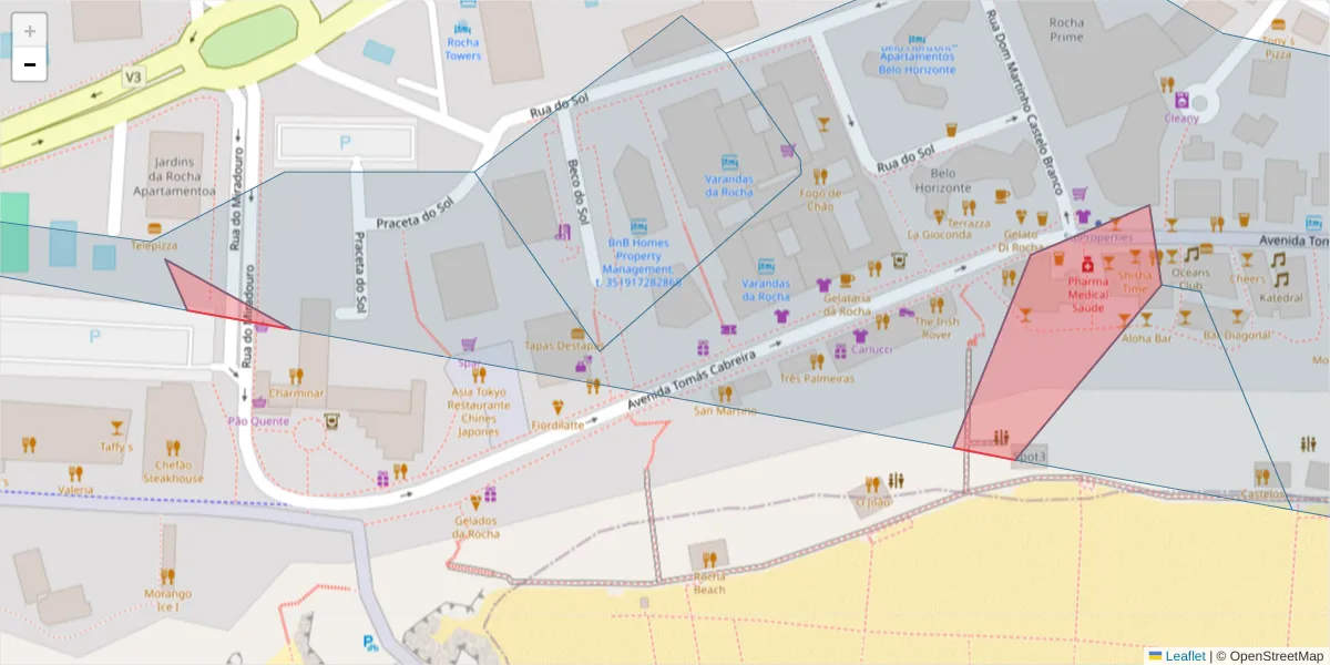 Mapa detalhado do código postal 8500-410 com limites, códigos postais vizinhos e agências dos correios