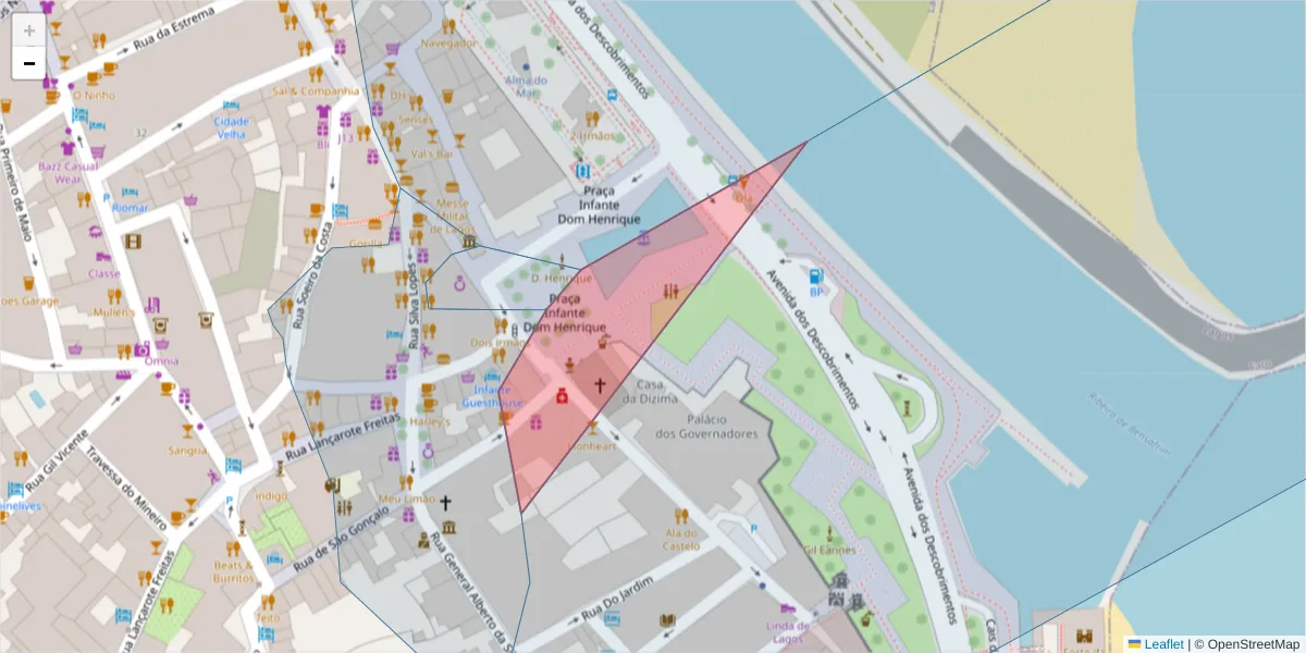 Mapa detalhado do código postal 8600-316 com limites, códigos postais vizinhos e agências dos correios