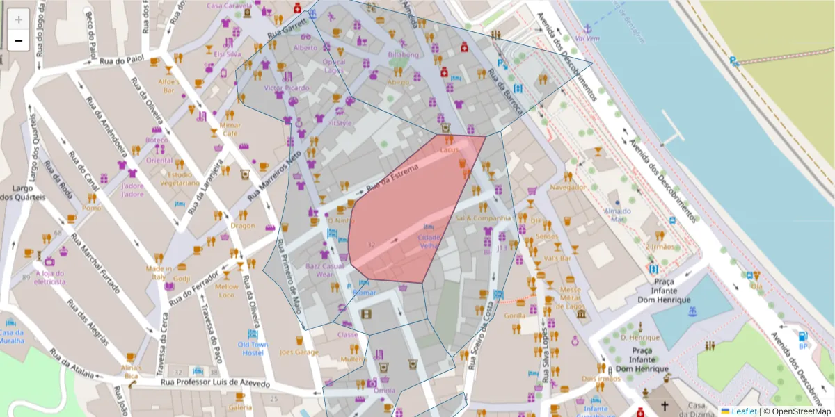 Mapa detalhado do código postal 8600-583 com limites, códigos postais vizinhos e agências dos correios