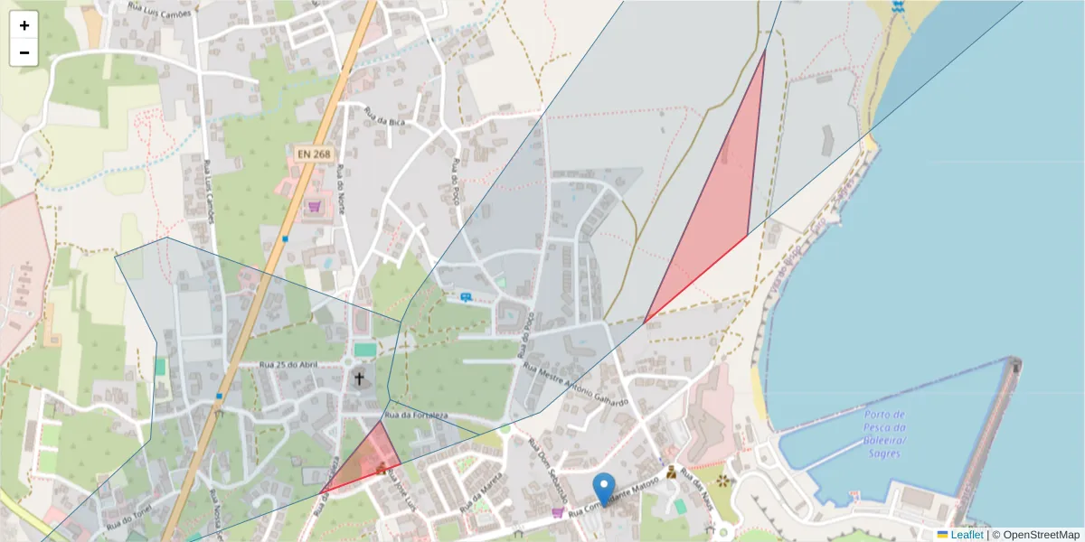 Mapa detalhado do código postal 8650-357 com limites, códigos postais vizinhos e agências dos correios