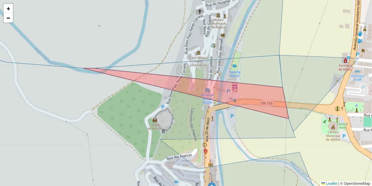 Mapa detalhado do código postal 8670-066 com limites, códigos postais vizinhos e agências dos correios