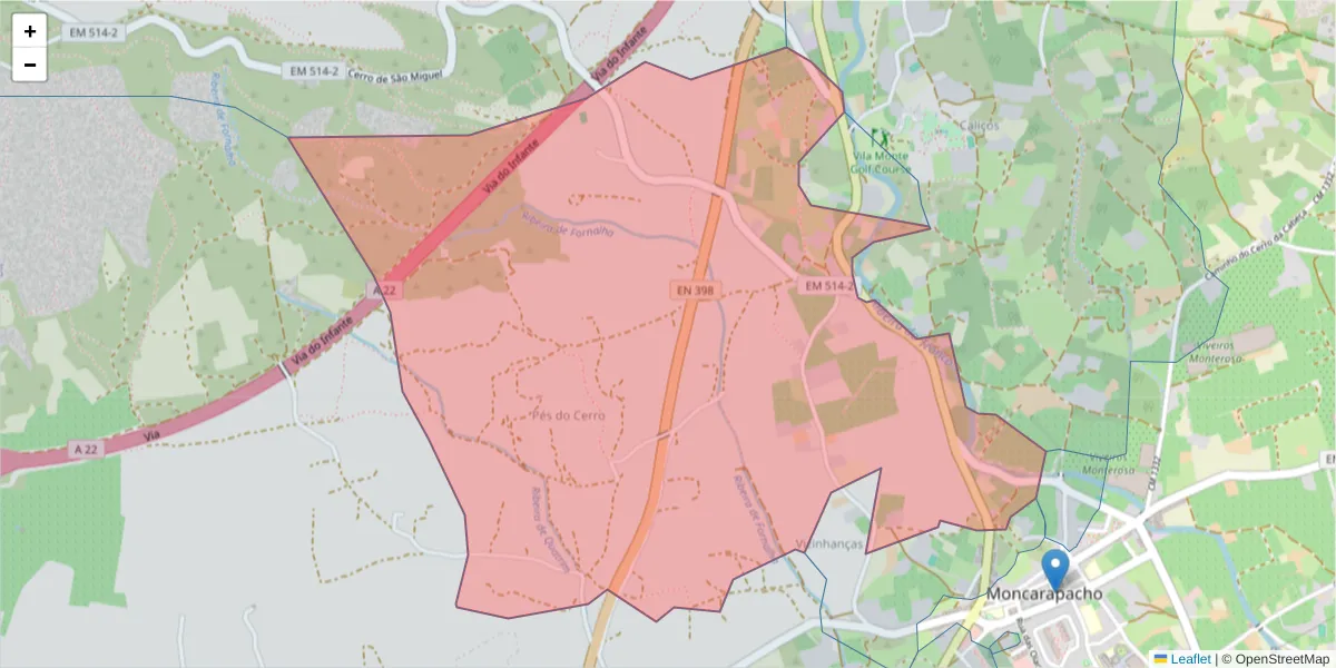 Mapa detalhado do código postal 8700-124 com limites, códigos postais vizinhos e agências dos correios