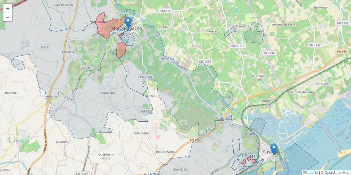Mapa detalhado do código postal 8700-131 com limites, códigos postais vizinhos e agências dos correios