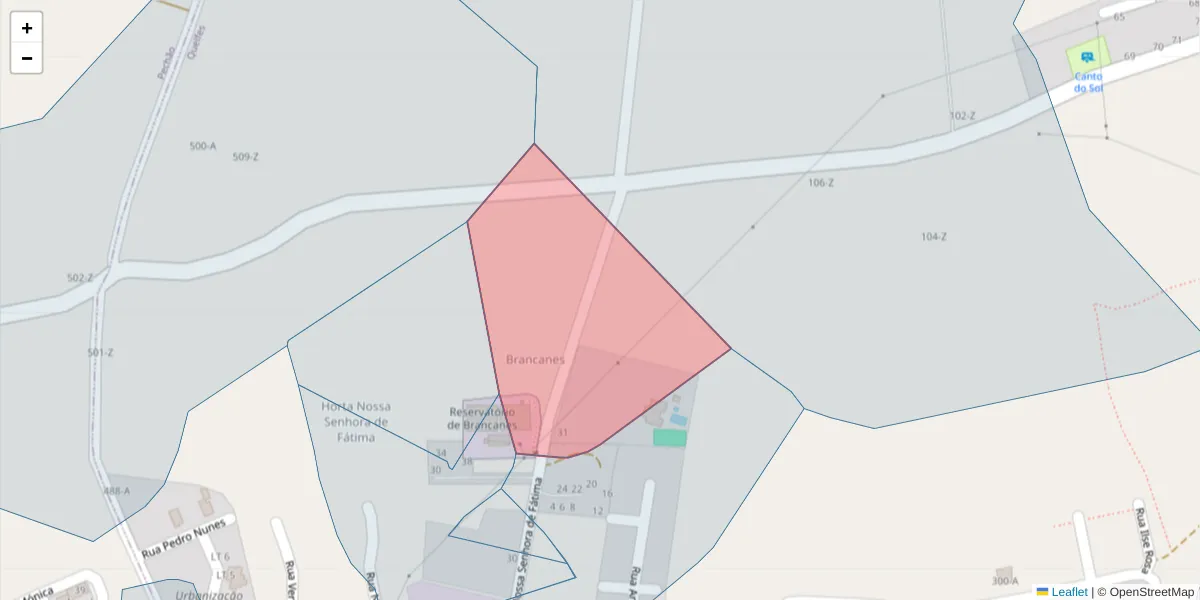 Mapa detalhado do código postal 8700-142 com limites, códigos postais vizinhos e agências dos correios