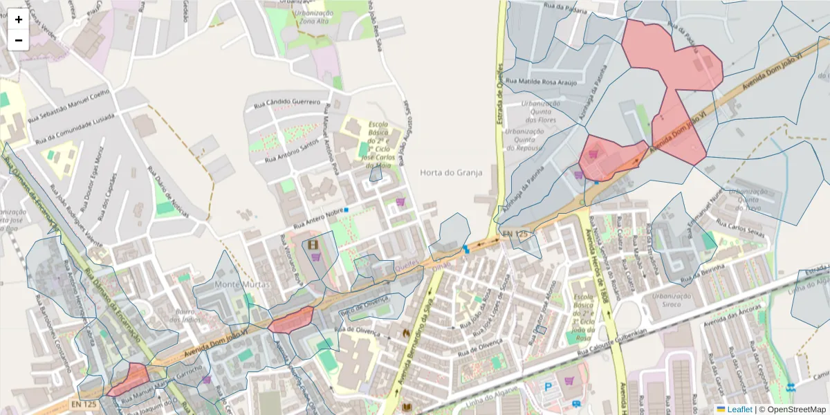 Mapa detalhado do código postal 8700-146 com limites, códigos postais vizinhos e agências dos correios