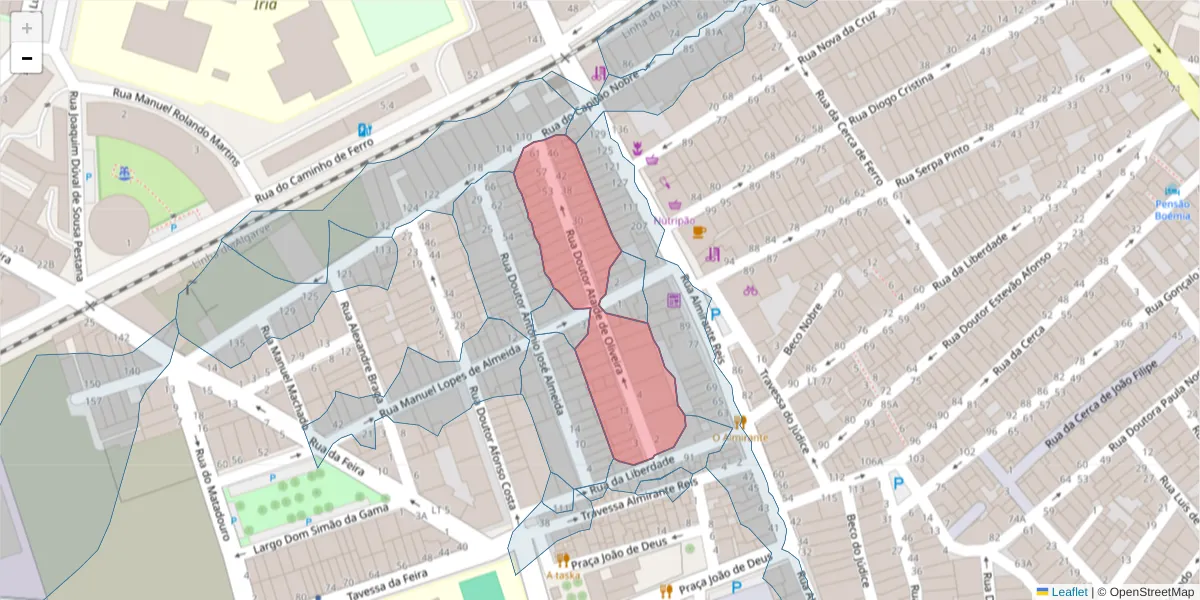 Mapa detalhado do código postal 8700-370 com limites, códigos postais vizinhos e agências dos correios