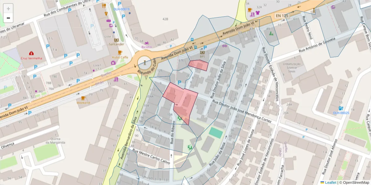 Mapa detalhado do código postal 8700-468 com limites, códigos postais vizinhos e agências dos correios