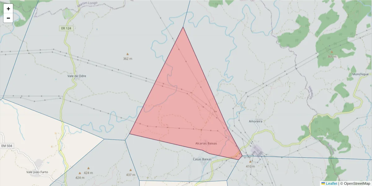 Mapa detalhado do código postal 8800-011 com limites, códigos postais vizinhos e agências dos correios