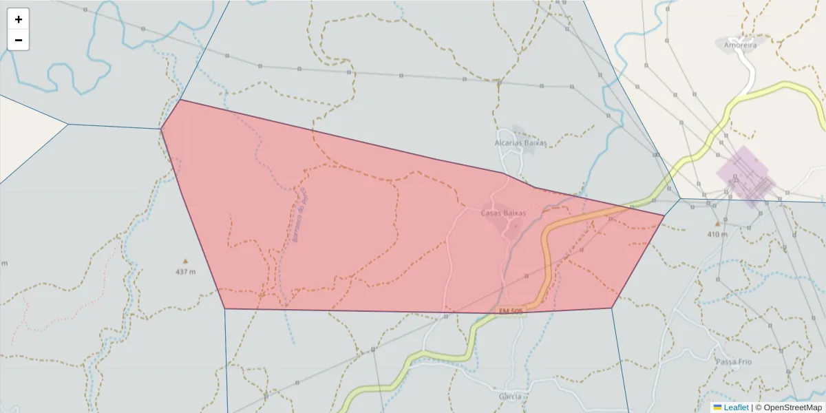 Mapa detalhado do código postal 8800-016 com limites, códigos postais vizinhos e agências dos correios