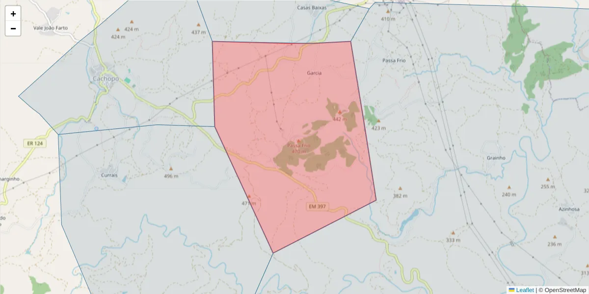 Mapa detalhado do código postal 8800-021 com limites, códigos postais vizinhos e agências dos correios