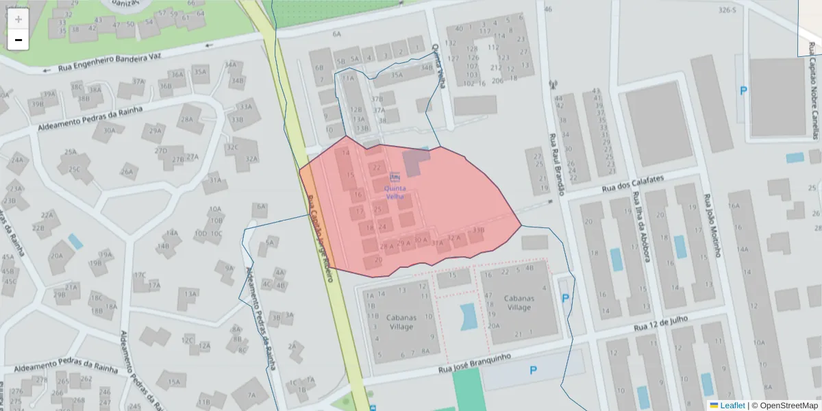 Mapa detalhado do código postal 8800-070 com limites, códigos postais vizinhos e agências dos correios