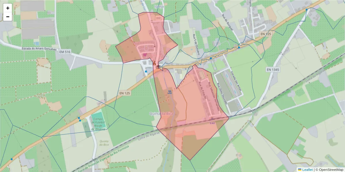 Mapa detalhado do código postal 8800-113 com limites, códigos postais vizinhos e agências dos correios