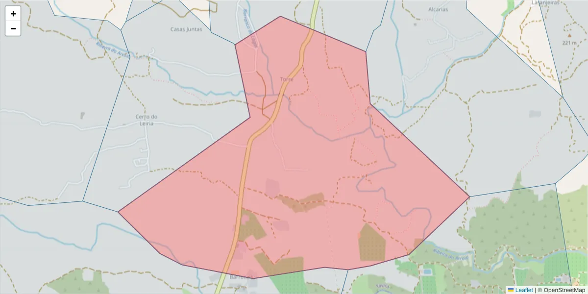 Mapa detalhado do código postal 8800-167 com limites, códigos postais vizinhos e agências dos correios