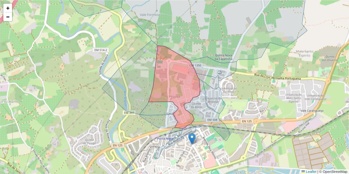 Mapa detalhado do código postal 8800-216 com limites, códigos postais vizinhos e agências dos correios