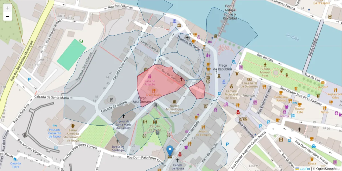 Mapa detalhado do código postal 8800-329 com limites, códigos postais vizinhos e agências dos correios