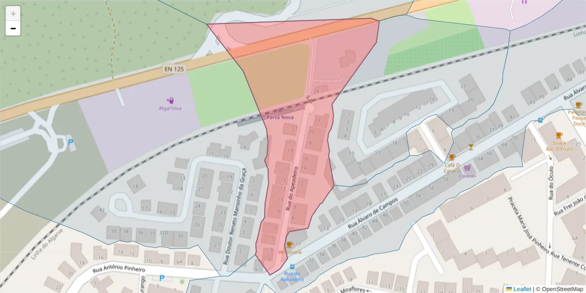 Mapa detalhado do código postal 8800-339 com limites, códigos postais vizinhos e agências dos correios