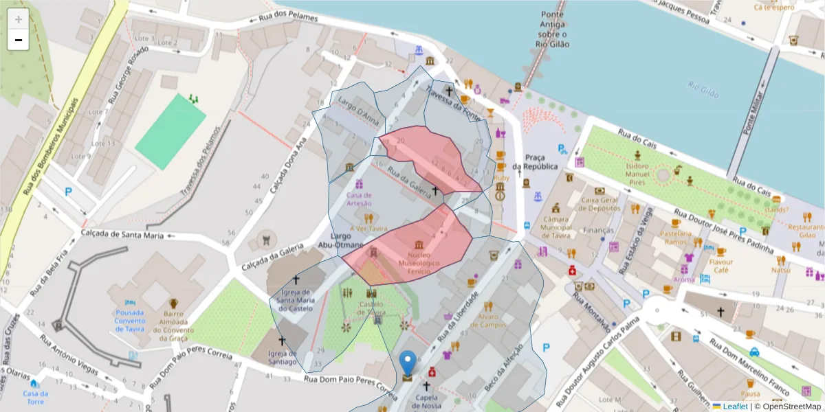 Mapa detalhado do código postal 8800-343 com limites, códigos postais vizinhos e agências dos correios