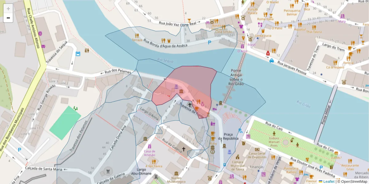 Mapa detalhado do código postal 8800-349 com limites, códigos postais vizinhos e agências dos correios