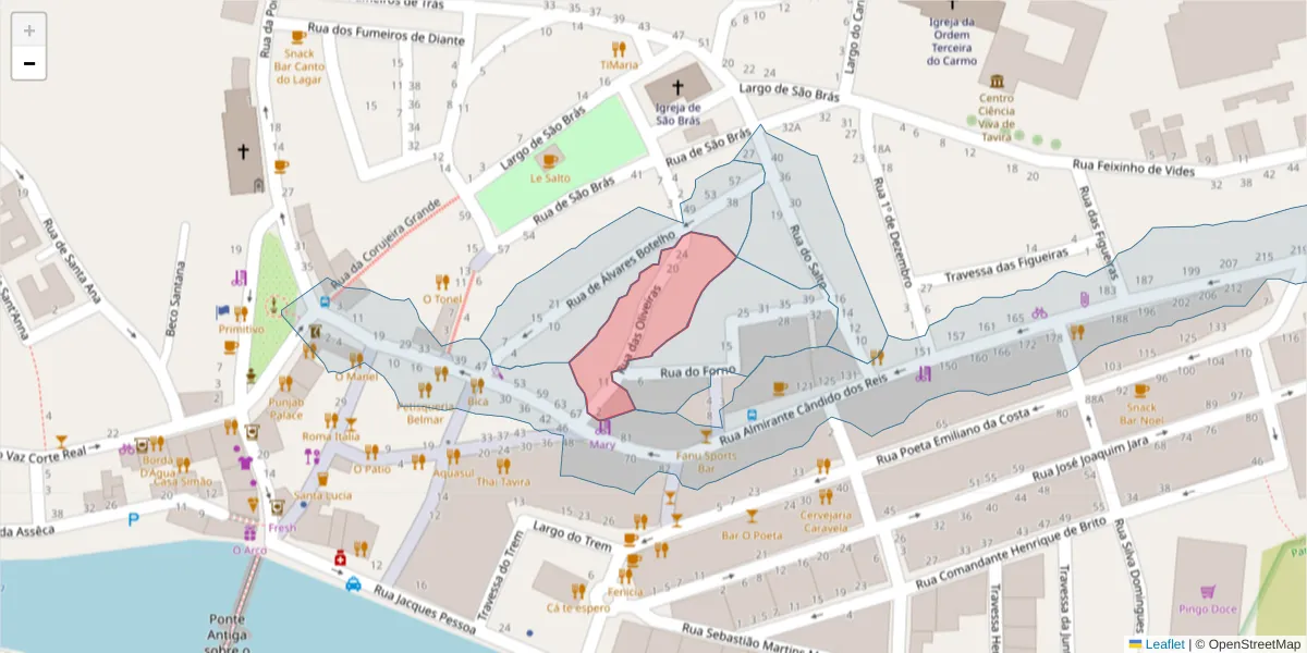 Mapa detalhado do código postal 8800-356 com limites, códigos postais vizinhos e agências dos correios