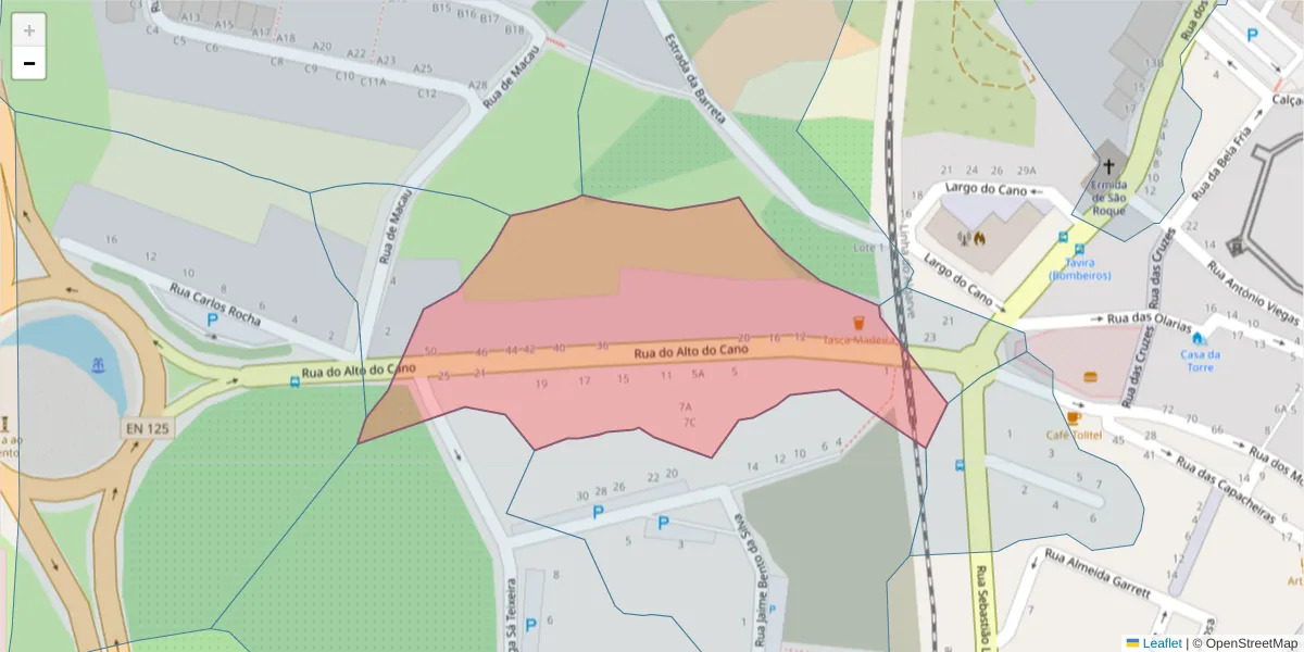 Mapa detalhado do código postal 8800-406 com limites, códigos postais vizinhos e agências dos correios