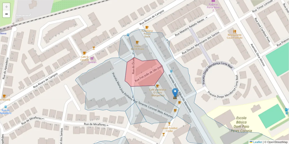 Mapa detalhado do código postal 8800-461 com limites, códigos postais vizinhos e agências dos correios