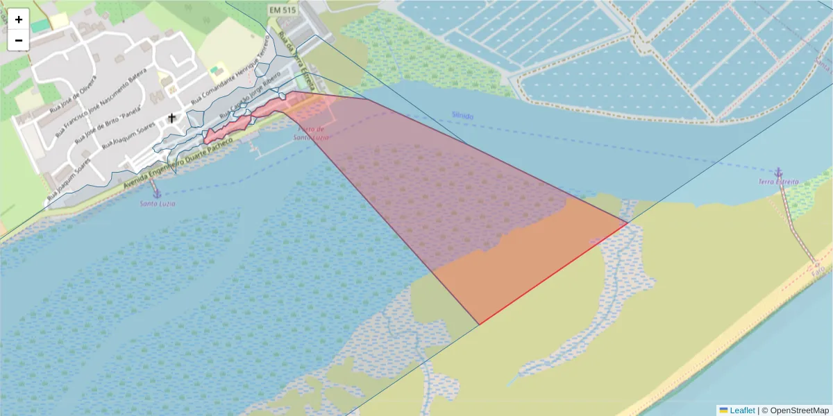 Mapa detalhado do código postal 8800-545 com limites, códigos postais vizinhos e agências dos correios