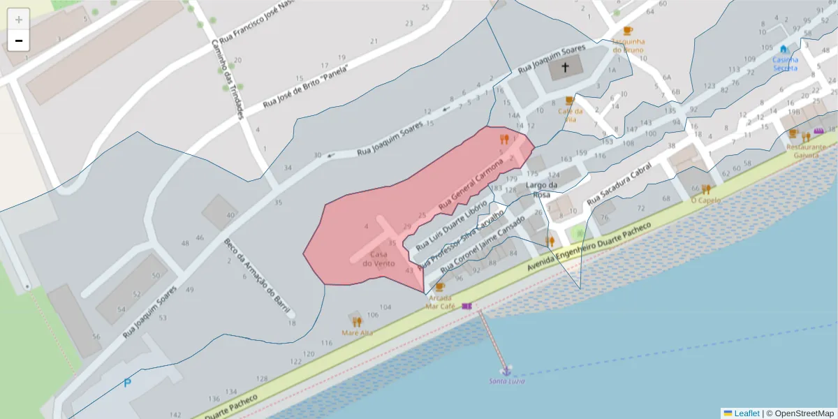 Mapa detalhado do código postal 8800-550 com limites, códigos postais vizinhos e agências dos correios