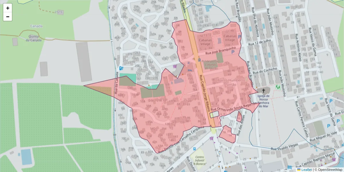 Mapa detalhado do código postal 8800-592 com limites, códigos postais vizinhos e agências dos correios