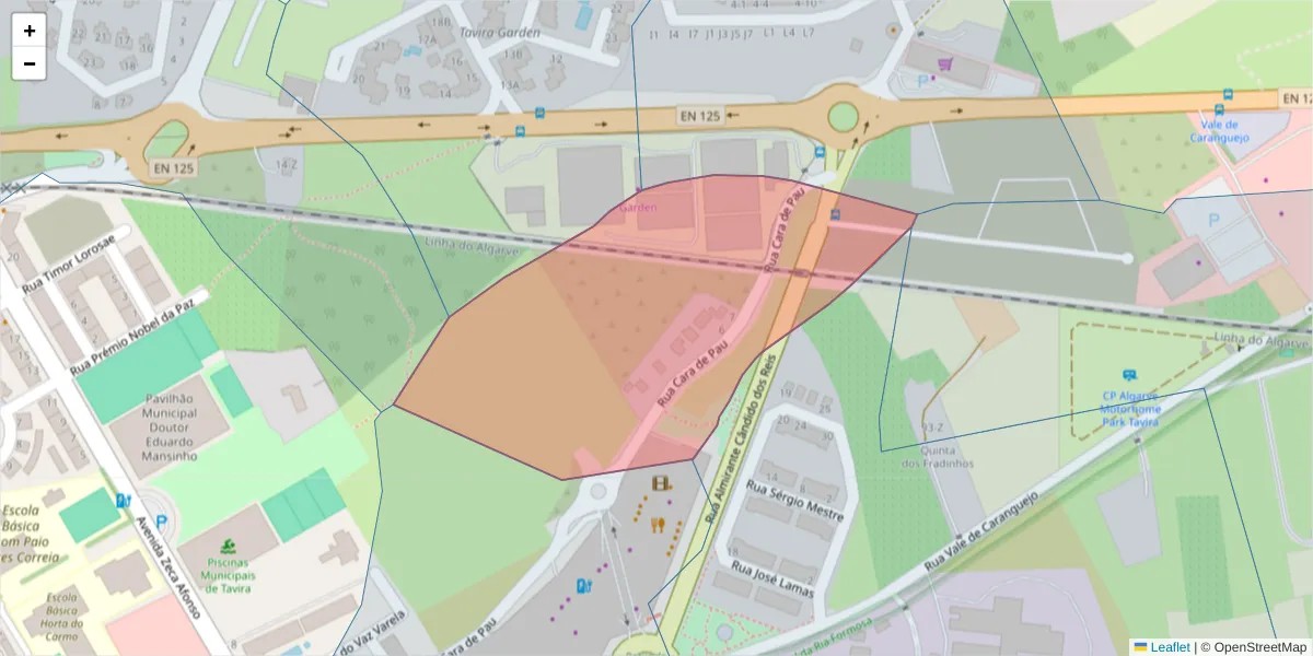 Mapa detalhado do código postal 8800-642 com limites, códigos postais vizinhos e agências dos correios