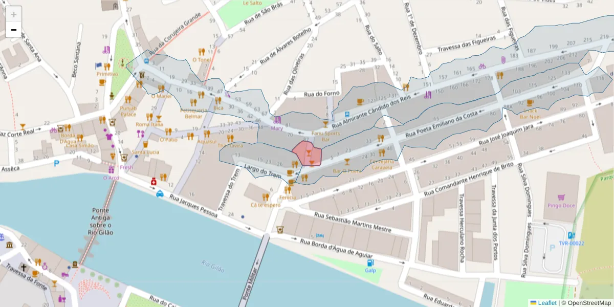Mapa detalhado do código postal 8800-645 com limites, códigos postais vizinhos e agências dos correios