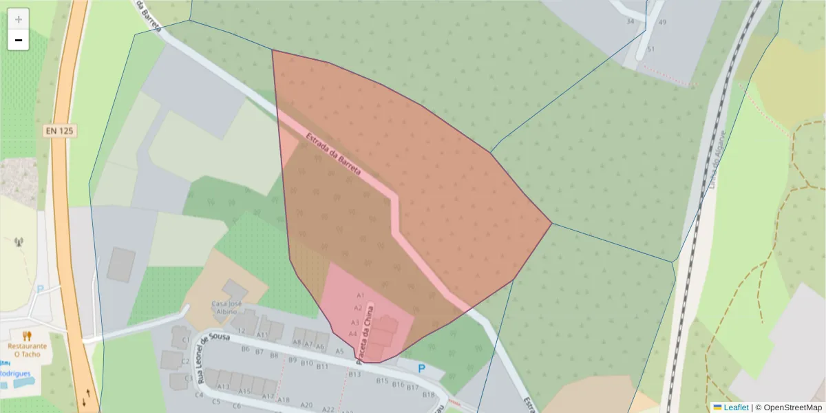 Mapa detalhado do código postal 8800-646 com limites, códigos postais vizinhos e agências dos correios