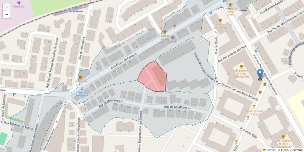 Mapa detalhado do código postal 8800-679 com limites, códigos postais vizinhos e agências dos correios