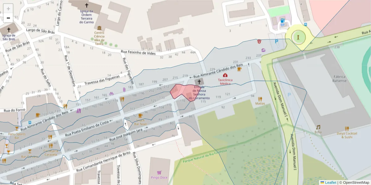 Mapa detalhado do código postal 8800-691 com limites, códigos postais vizinhos e agências dos correios
