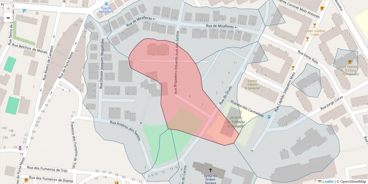 Mapa detalhado do código postal 8800-698 com limites, códigos postais vizinhos e agências dos correios