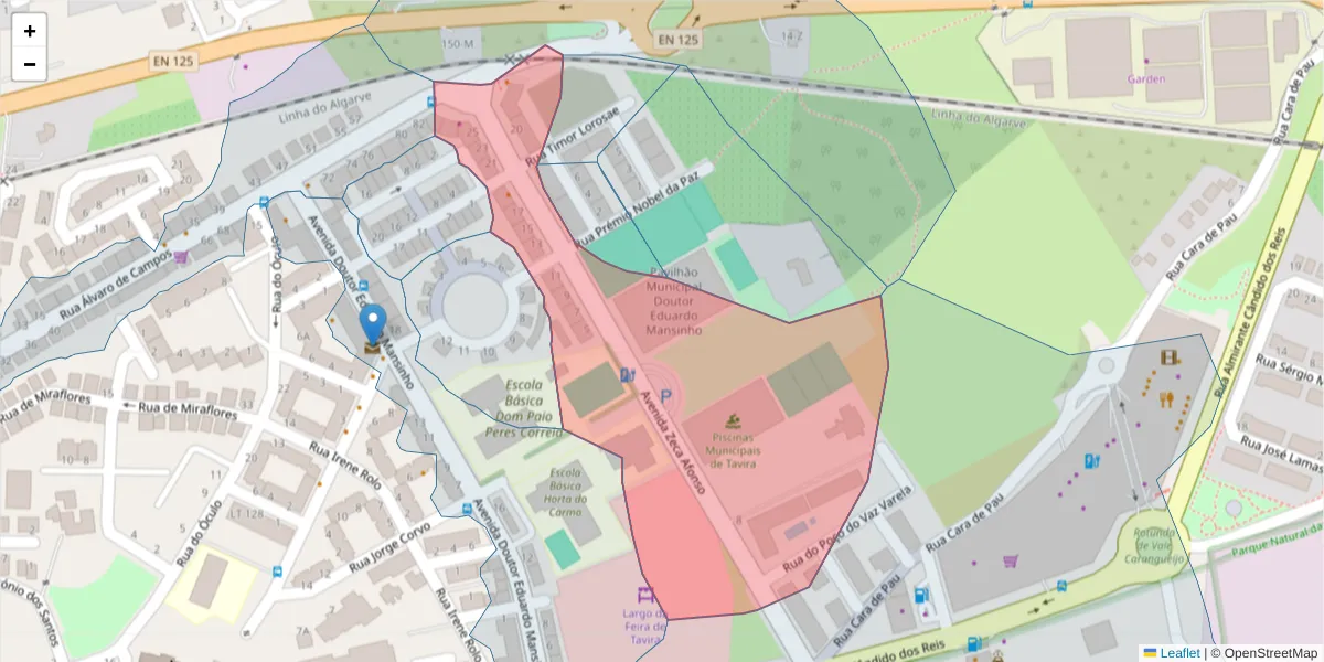 Mapa detalhado do código postal 8800-741 com limites, códigos postais vizinhos e agências dos correios