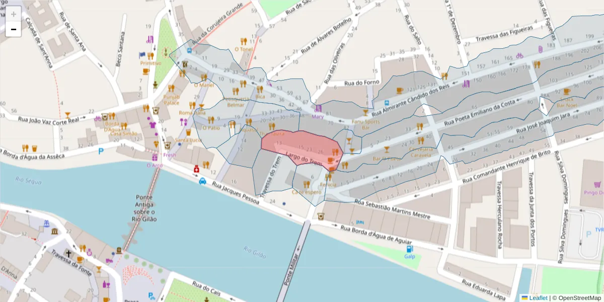 Mapa detalhado do código postal 8800-742 com limites, códigos postais vizinhos e agências dos correios