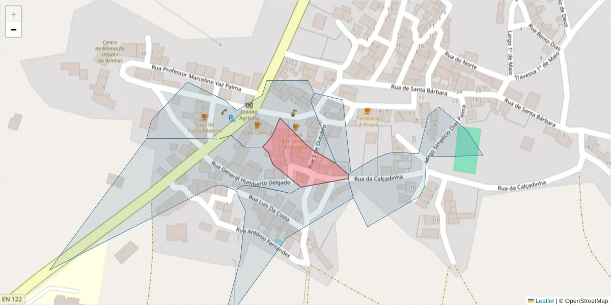 Mapa detalhado do código postal 8950-030 com limites, códigos postais vizinhos e agências dos correios