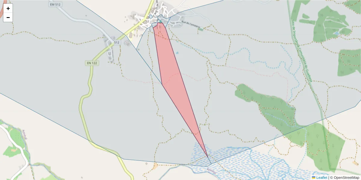 Mapa detalhado do código postal 8950-052 com limites, códigos postais vizinhos e agências dos correios
