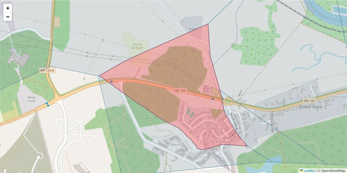 Mapa detalhado do código postal 8950-123 com limites, códigos postais vizinhos e agências dos correios