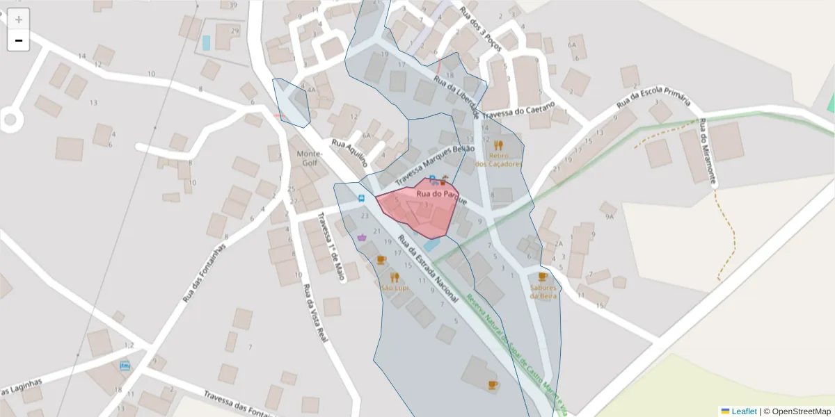 Mapa detalhado do código postal 8950-206 com limites, códigos postais vizinhos e agências dos correios
