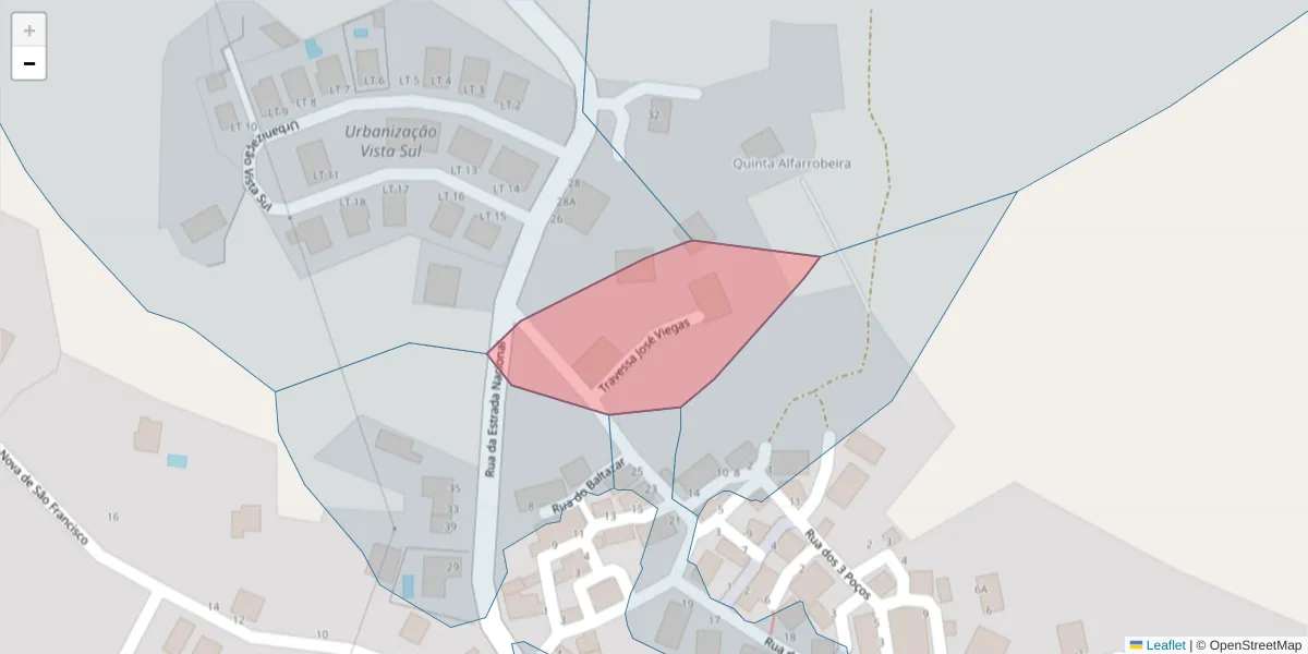 Mapa detalhado do código postal 8950-218 com limites, códigos postais vizinhos e agências dos correios
