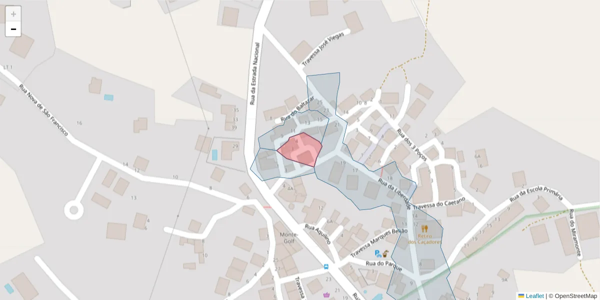 Mapa detalhado do código postal 8950-222 com limites, códigos postais vizinhos e agências dos correios
