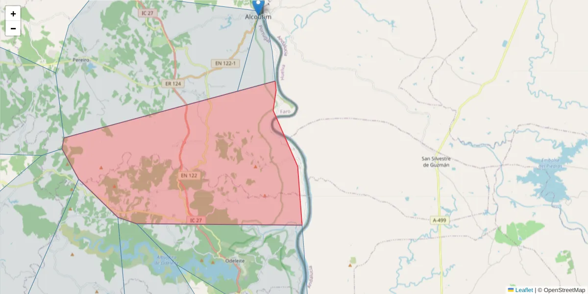 Mapa detalhado do código postal 8970-025 com limites, códigos postais vizinhos e agências dos correios