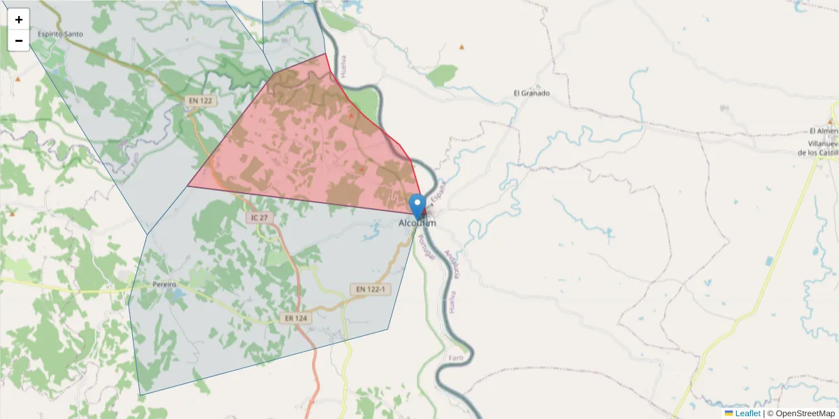 Mapa detalhado do código postal 8970-064 com limites, códigos postais vizinhos e agências dos correios