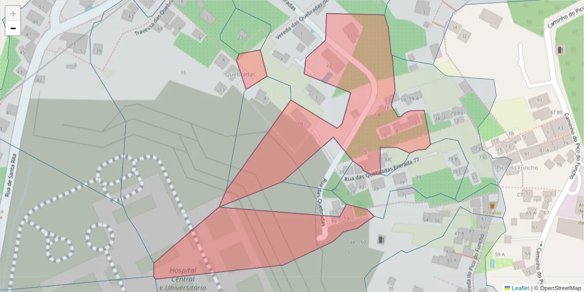 Mapa detalhado do código postal 9000-004 com limites, códigos postais vizinhos e agências dos correios