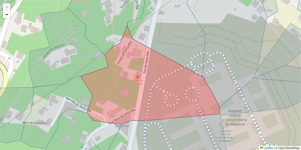 Mapa detalhado do código postal 9000-227 com limites, códigos postais vizinhos e agências dos correios